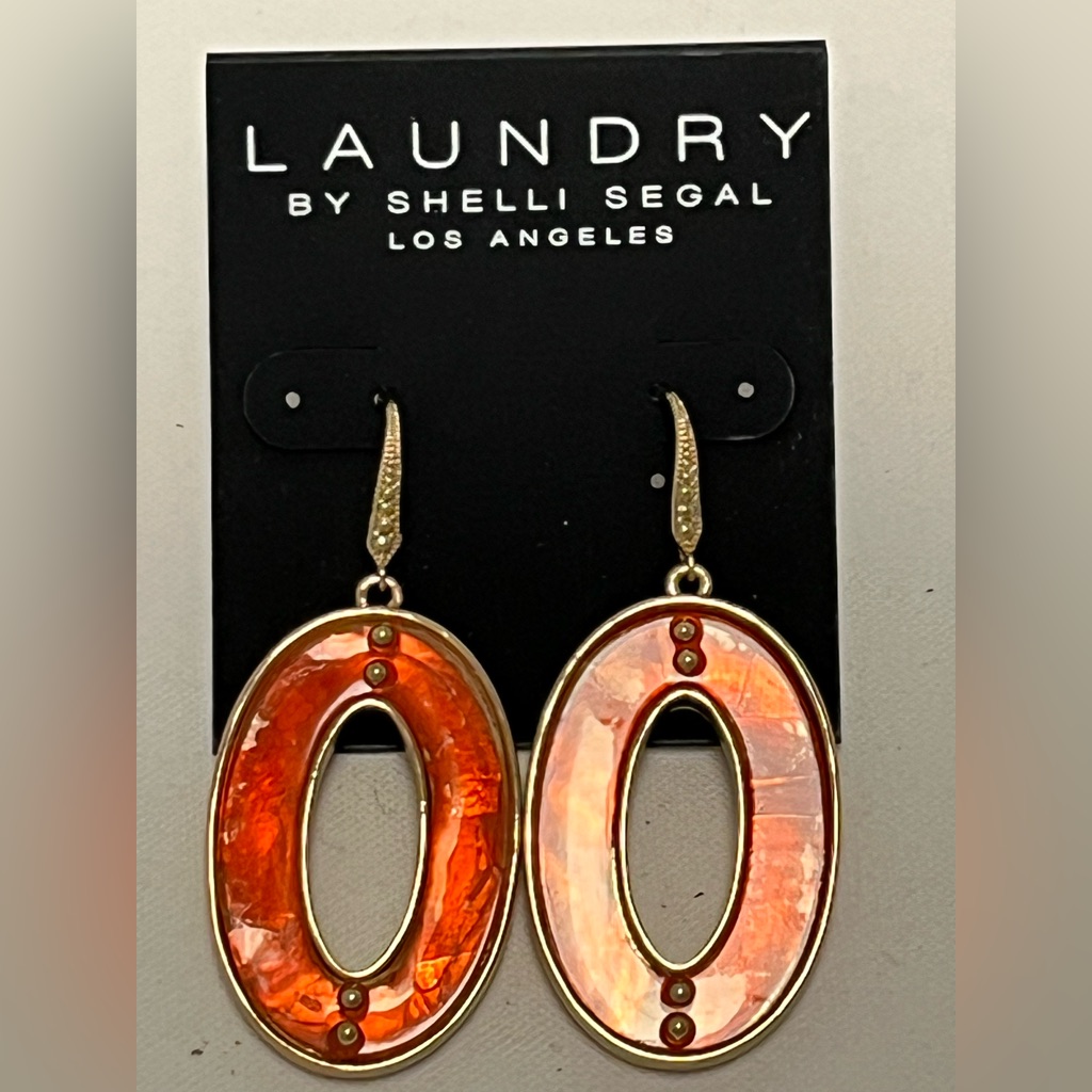 11 Deal New Laundry By Shelli Segal Gold And Orange Oval Earrings 11$